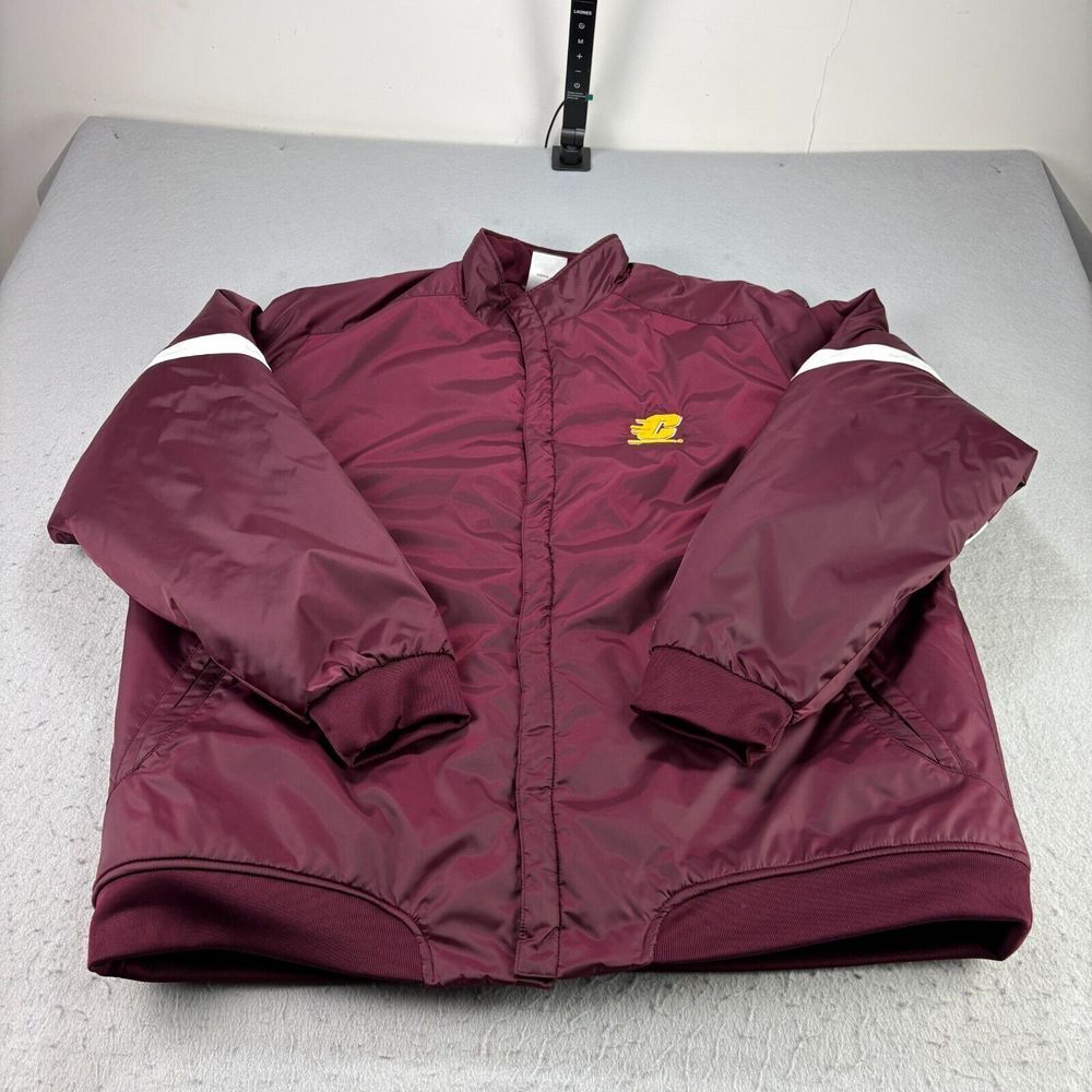 Central Michigan Chippewas Puffer Jacket Mens 2XL Red Adidas‎ Bomber Heavy Coat
